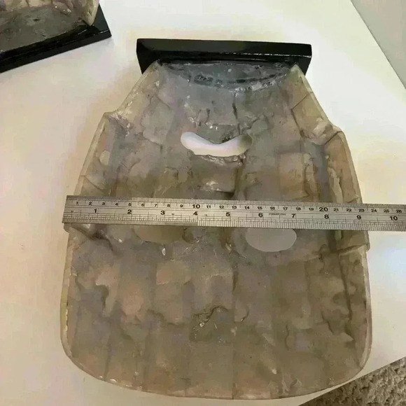 Set of two semiprecious stone souvenir Mayan Death  Masks on stands - Picture 7 of 8